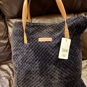 Simply Southern Black Plush Tote with Tan Handles